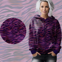 Bio French Terry mit Überbreite (Stoffbreite ca. 180 cm): Eigenproduktion Wild Stripes purple  - von Graustufen-Stoffe